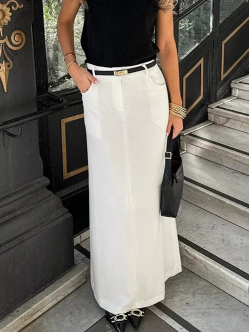 Forever 21 Office Straight Suit Skirt High Waist Slit Spring